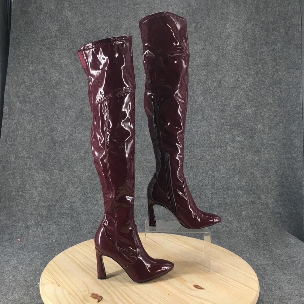 Nine West Glossy Maroon Heeled Boots